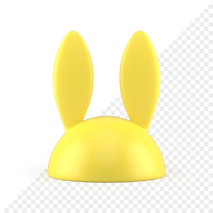 PSD conejito de pascua sombrero amarillo con orejas largas brillante lindo adorno navideño envuelto caramelo icono 3d