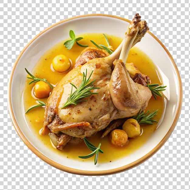 conejo asado en miel con salsa de mostaza aislada sobre un fondo transparente