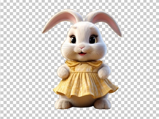 PSD un conejo bebé lindo en 3d con un vestido