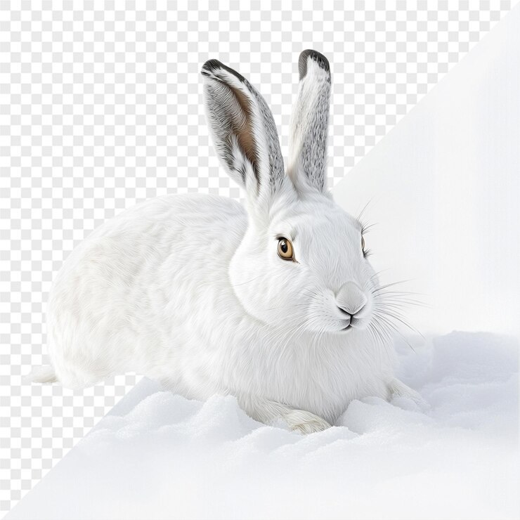 PSD un conejo blanco con un ojo amarillo y ojos marrones