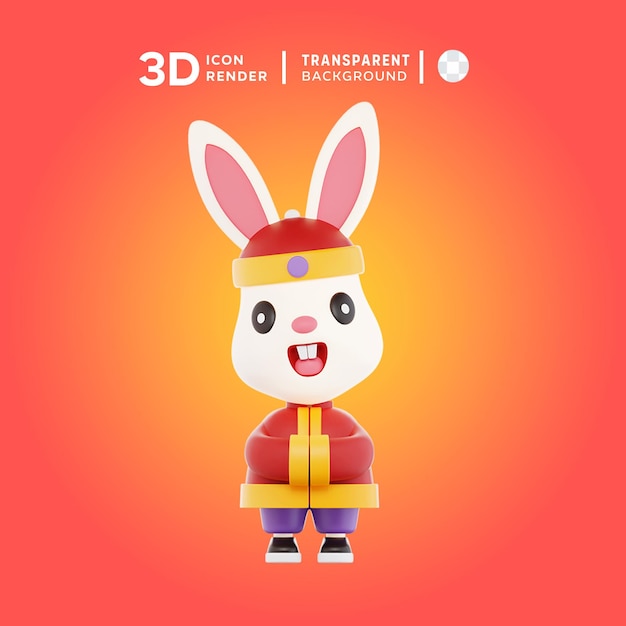 Conejo chino renderización de ilustración en 3d