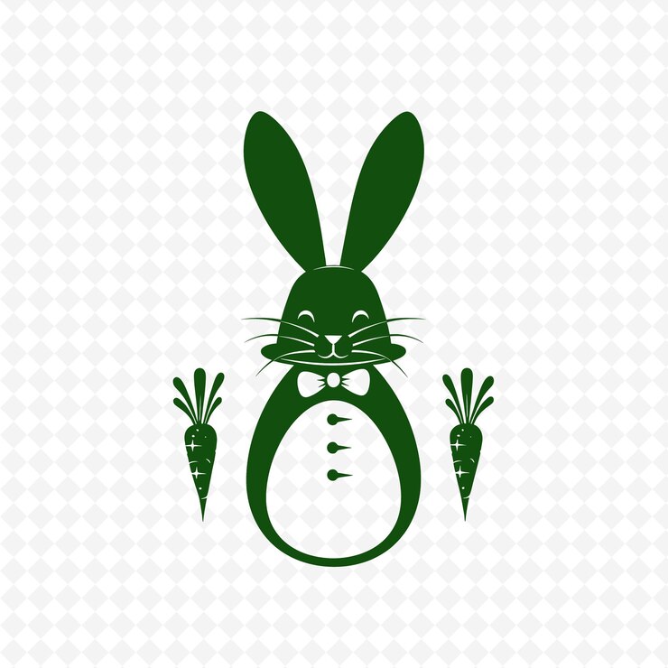 PSD un conejo de dibujos animados con una cabeza verde y un fondo verde