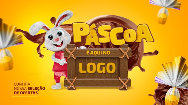 PSD un conejo de dibujos animados con un cartel que dice 'pasco'