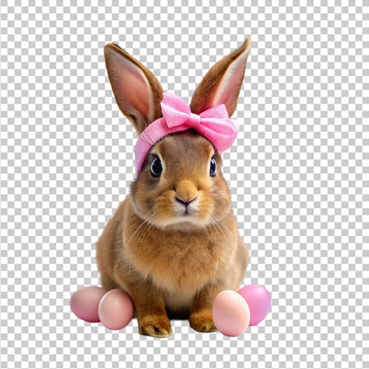 PSD un conejo de éster en un fondo transparente