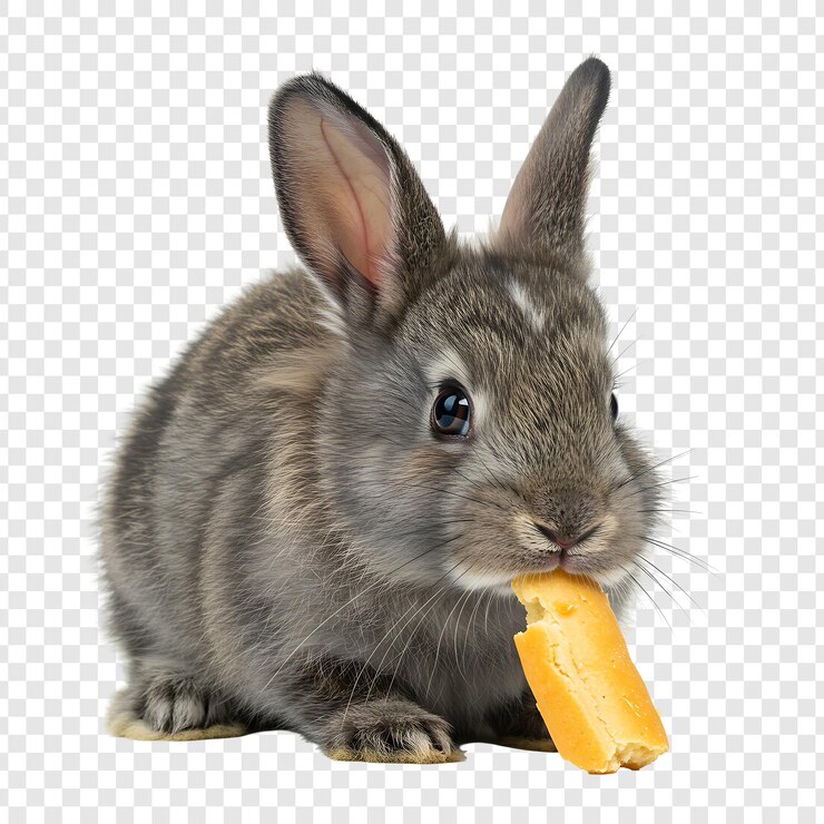 PSD un conejo lindo comiendo un bocadillo