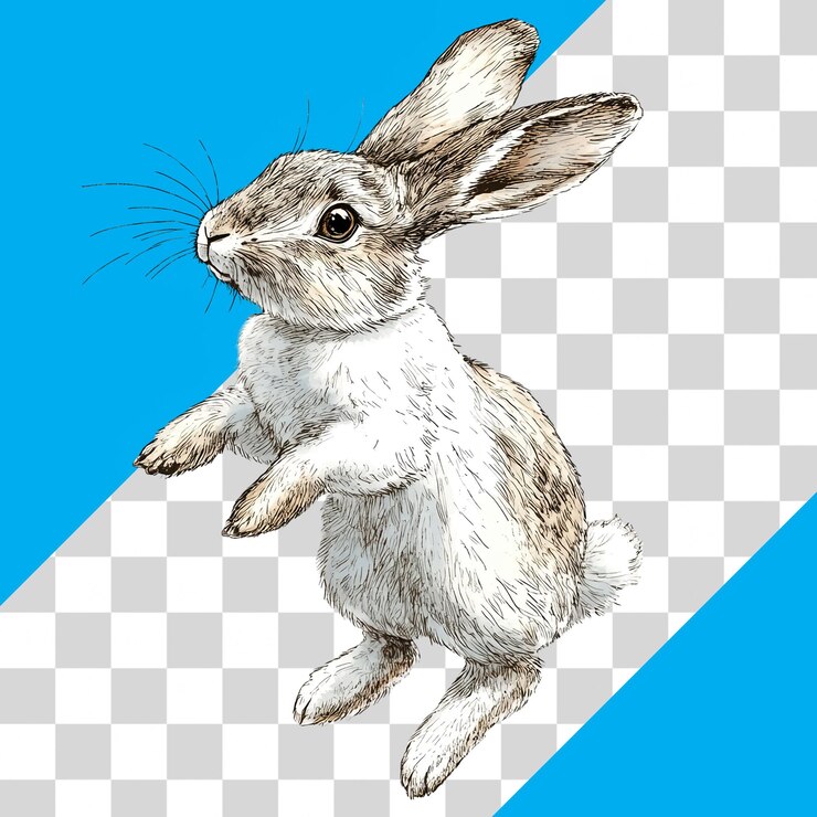 PSD conejo lindo en fondo transparente para uso de diseño