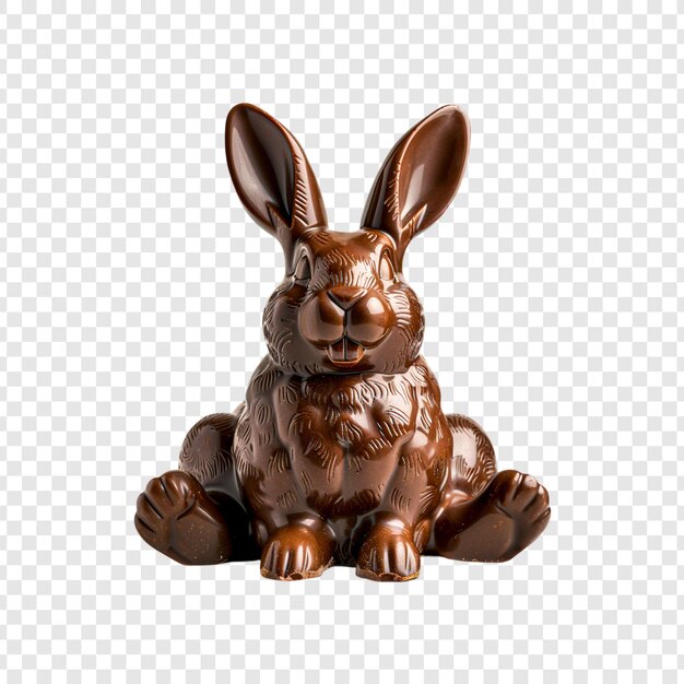 Conejo de Pascua de chocolate aislado sobre un fondo transparente