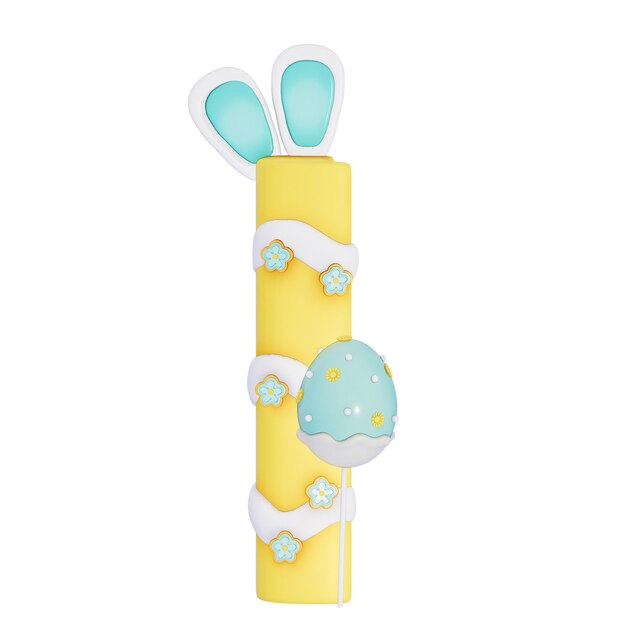 El conejo de pascua es un alfabeto de vacaciones con una decoración linda en fondo blanco rendering 3d