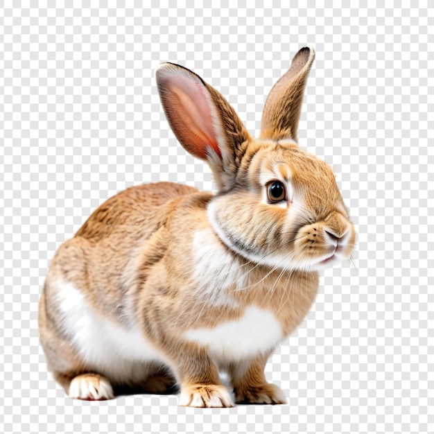 Un conejo peludo y lindo aislado en un fondo transparente