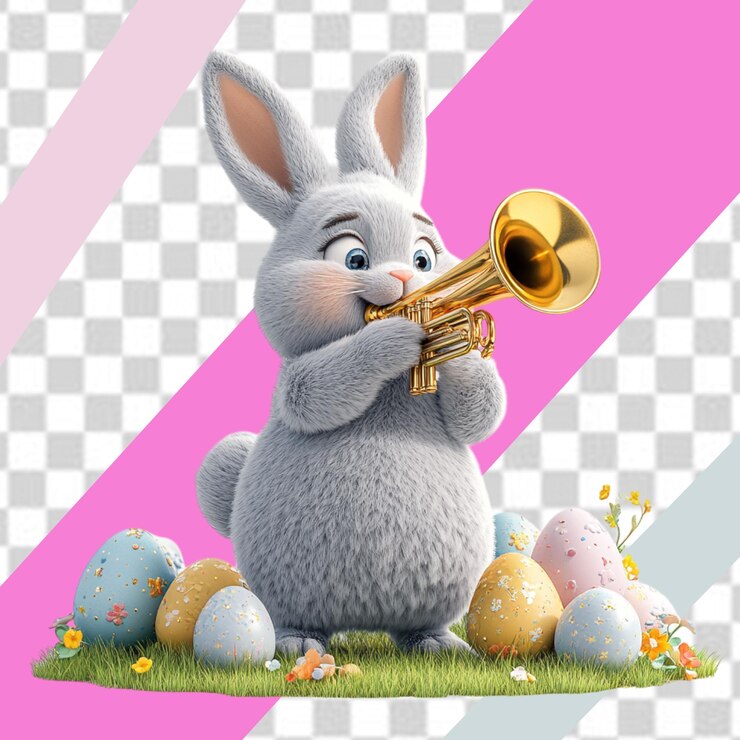 PSD un conejo sosteniendo una tarjeta de felicitación de pascua