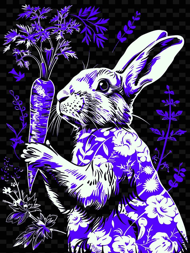PSD conejo sosteniendo una zanahoria con un jardín de fondo diseño de cartel png diseños de fondo de cartel
