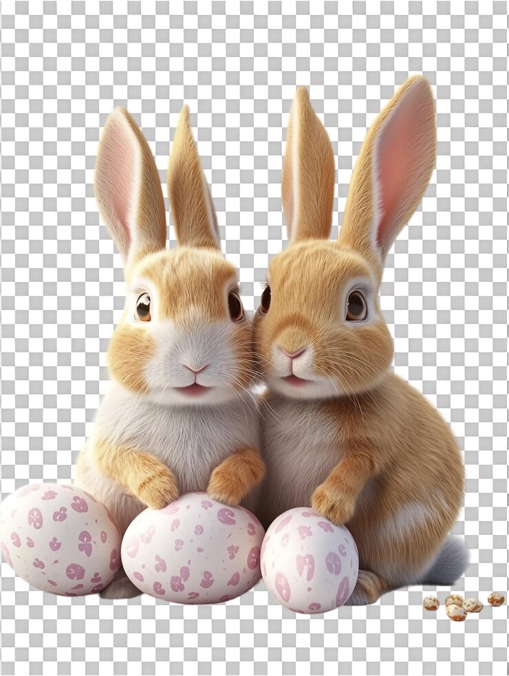 PSD conejos de pascua en un fondo transparente