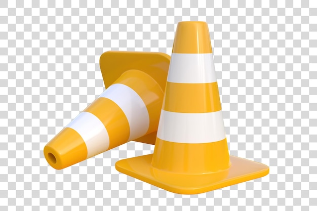 PSD cones de trânsito isolados em fundo branco 3d render ilustração