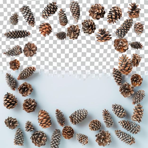 cones de pino en un fondo blanco con un lugar para un texto que dice cones de pinos