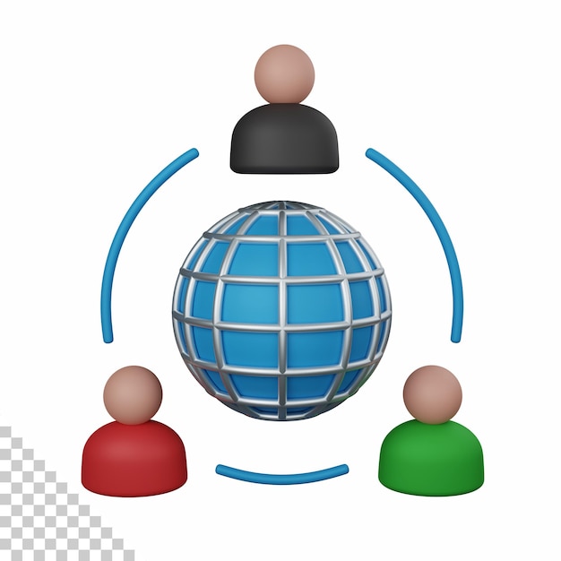 Conexão de usuário de renderização 3d isolada útil para empresa de negócios e ilustração de design de finanças