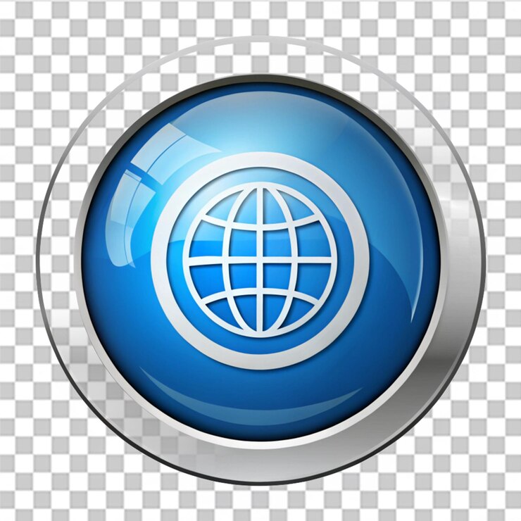 PSD conexión global a internet icon de comunicación web del botón gps aislado en un fondo transparente