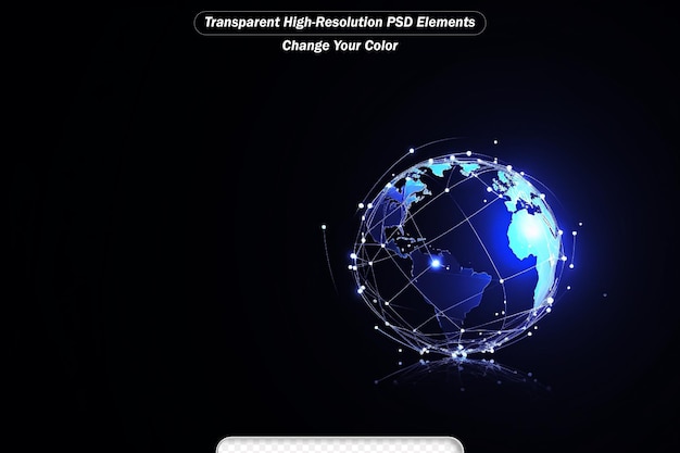 PSD conexión de red global composición de puntos y líneas del mapa mundial