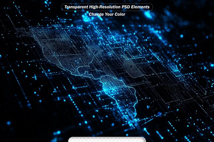 PSD conexión de red global concepto de composición de puntos y líneas del mapa mundial de negocios globales