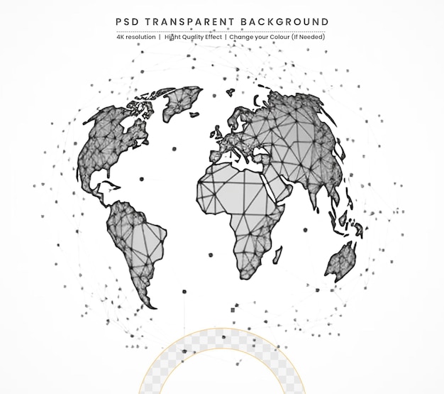 PSD conexión de red global concepto de composición de puntos y líneas del mapa mundial de negocios globales