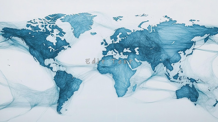 PSD conexiones de red globales visualizadas en un mapa del mundo