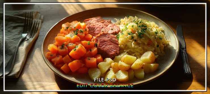 PSD confección de la mesa para la cena de carne de corn