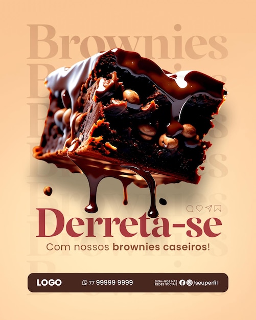 PSD confeitaria brownie brownie confitería de las redes sociales