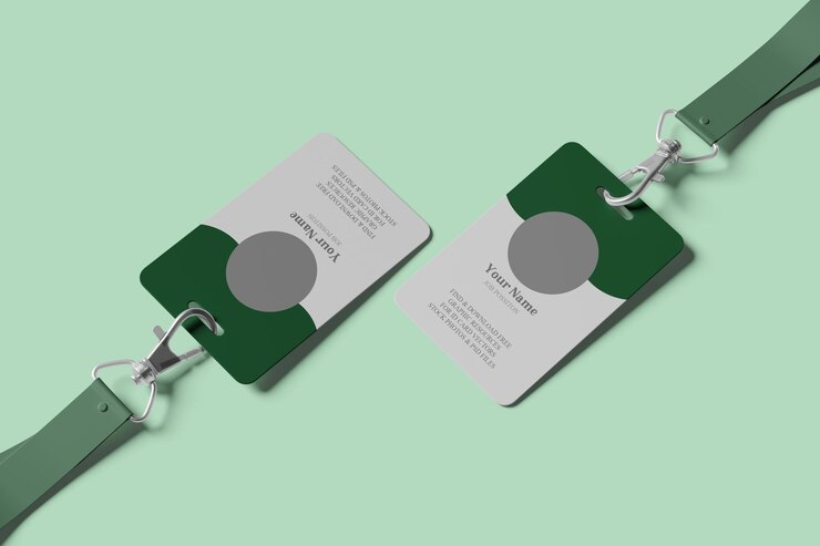 Conference Badge and ID Card Mockup with Lanyard