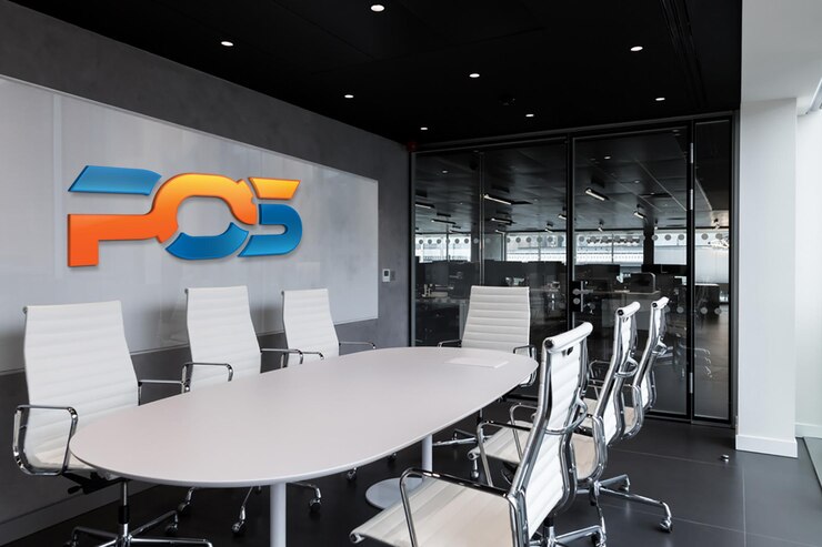 PSD conference room logo mockup