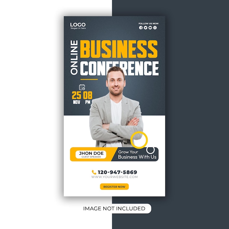 PSD conferência de negócios on-line post de mídia social para webinar