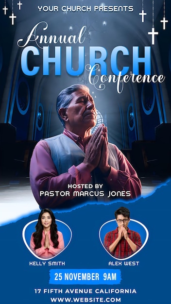 Conferencia de la iglesia en Instagram en Facebook en las redes sociales