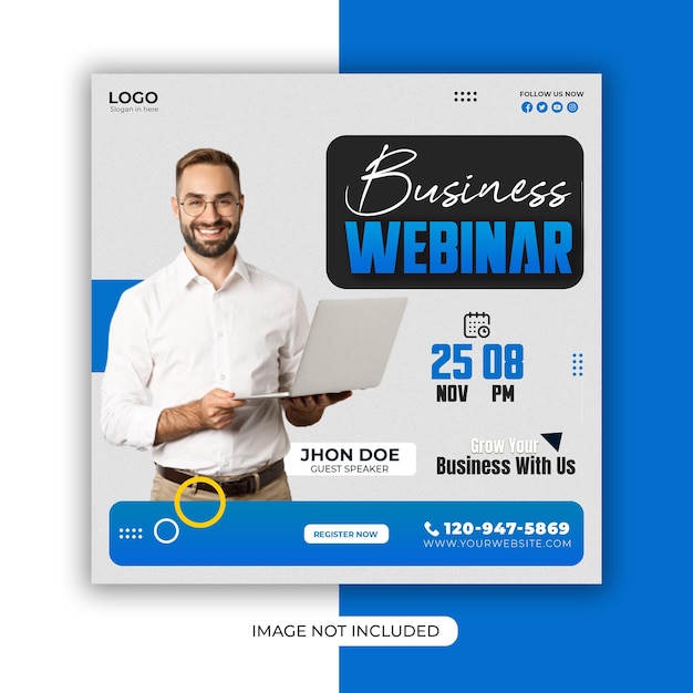 Conferenza aziendale online post sui social media per il webinar