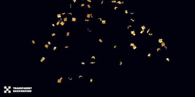 Confete dourado em fundo transparente