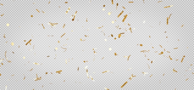 Confete dourado flutuando com caminho de recorte transparente