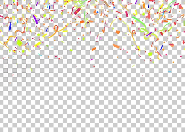 Confetes coloridos isolados em fundo transparente.