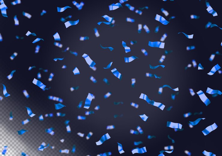 PSD confeti azul para decorações isolado render 3d