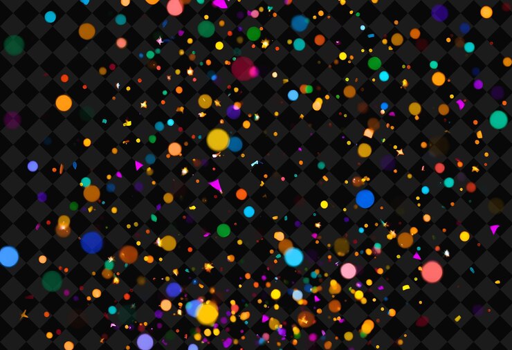 PSD los confeti brillantes se dispersan brillantemente combinando colores vibrantes inspirados por el año 2000 el confeti de la luz