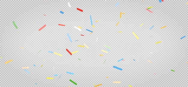 Confeti de colores flotando con transparente con trazado de recorte