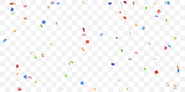 Confeti de colores sobre fondo transparente