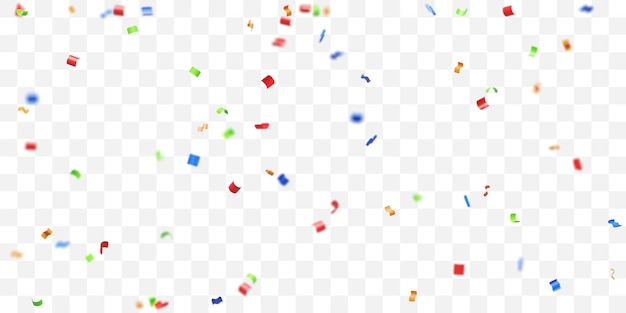 Confeti de colores sobre fondo transparente