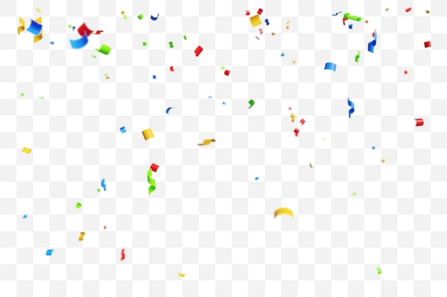Confeti de colores sobre fondo transparente