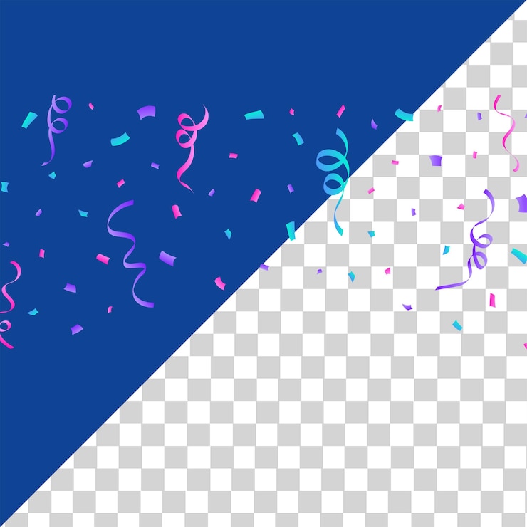 PSD confeti colorido y cinta que cae png confeti simple y cinta que se cae aislados en transparente