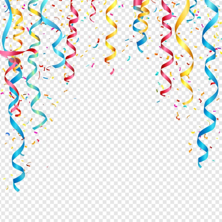 PSD confeti colorido com fita de cetim isolado em um fundo transparente por ia generativa