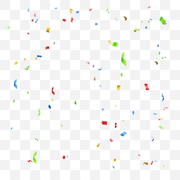 Confeti colorido em fundo transparente