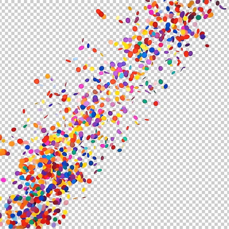 PSD los confeti coloridos y las cintas que caen sobre un fondo transparente premium psd