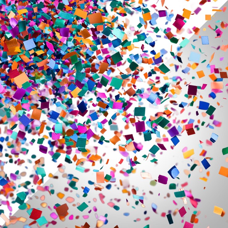 PSD los confeti coloridos flotando aislados en un fondo transparente
