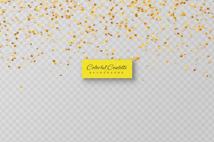 PSD confeti dorado realista y explosión serpentina para la cinta de la fiesta del festival