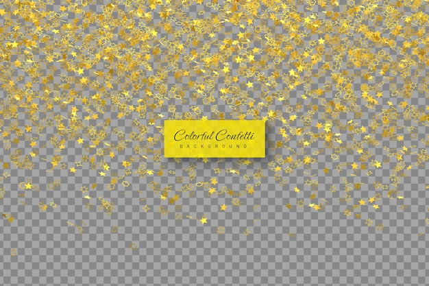 Confeti dorado realista y explosión serpentina para la cinta de la fiesta del festival
