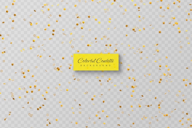 Confeti dorado realista y explosión serpentina para la cinta de la fiesta del festival
