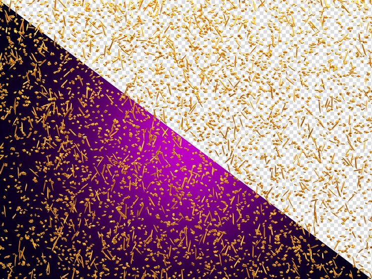 PSD confeti dorado realista y explosión serpentina para el festival party ribbon blast carnival elem