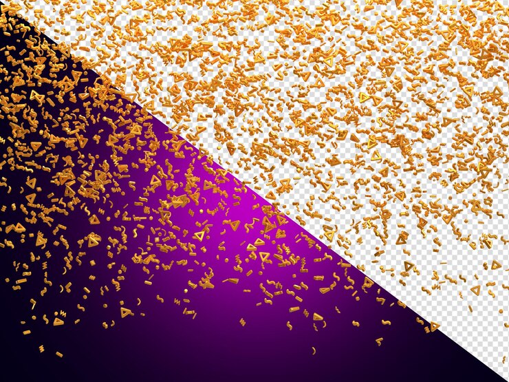 PSD confeti dorado realista y explosión serpentina para la fiesta del festival elementos de carnaval o celebración de cumpleaños